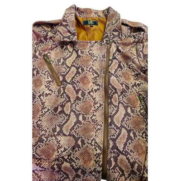 L&B Brown Snake Print Super Soft Short Multi Zippered Jacket Size XL NWOT - Picture 3 of 5